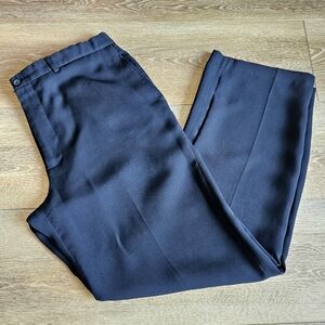 Men's Straight Black Dress Pants Office Slacks Flat Front Back Button Pockets